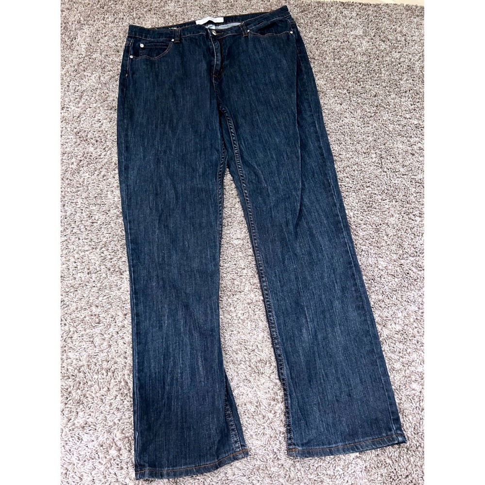 American Glamour Badgley Mischka Dark Wash Straight Leg Jeans‎ Womens 18W Blue